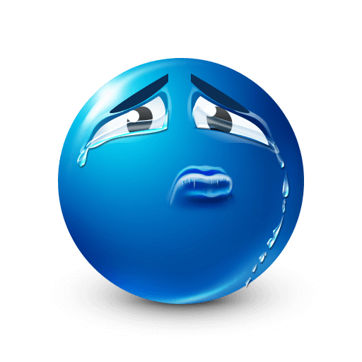 a blue emoji on the verge of tears